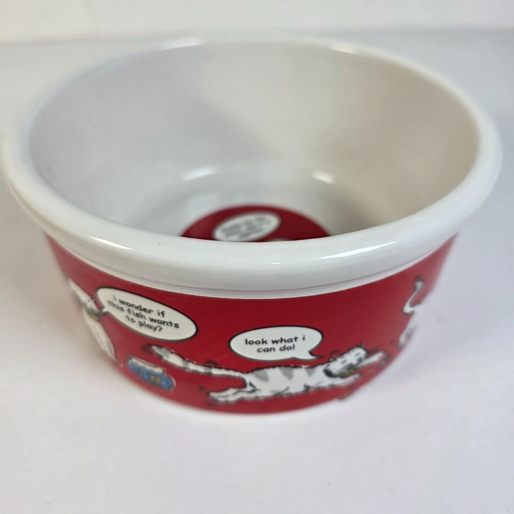Signature Housewares Talking Cat By Riviera Van Beers Pet Bowl Stoneware 6x3"